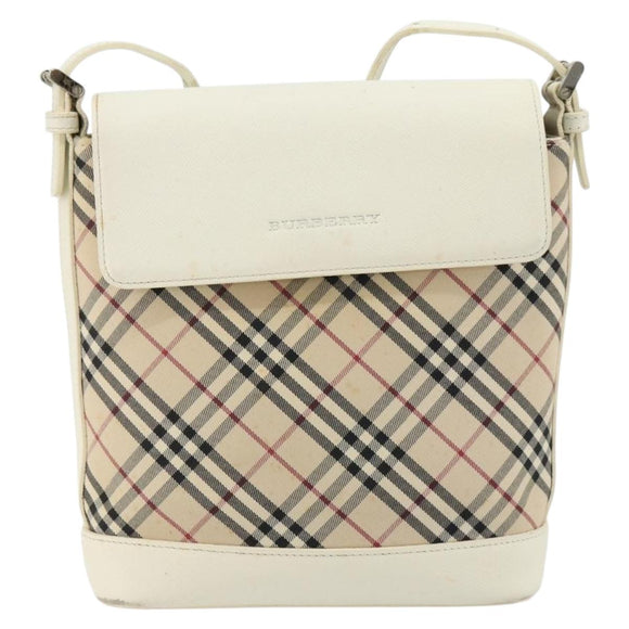 BURBERRY Nova Check Shoulder Bag Canvas Beige Silver Auth BA12846