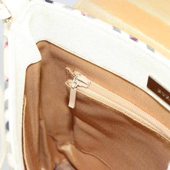 BURBERRY Nova Check Shoulder Bag Canvas Beige Silver Auth BA12846