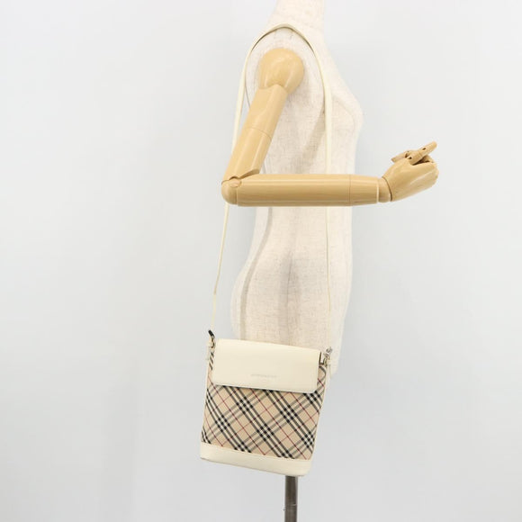 BURBERRY Nova Check Shoulder Bag Canvas Beige Silver Auth BA12846