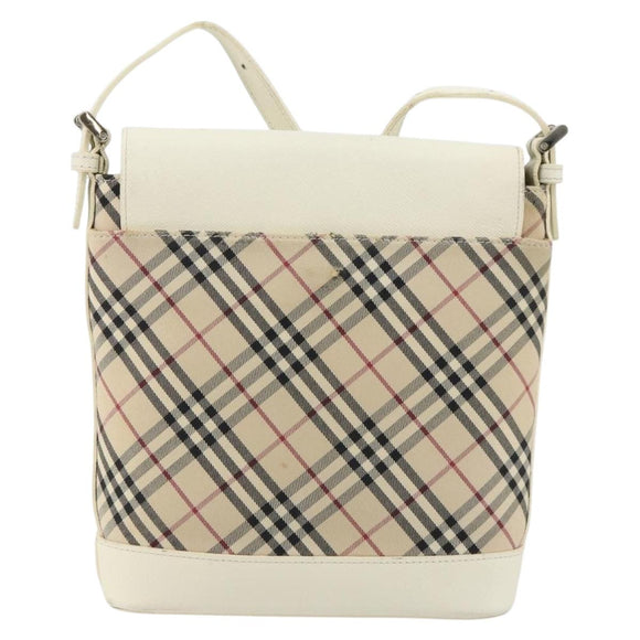 BURBERRY Nova Check Shoulder Bag Canvas Beige Silver Auth BA12846