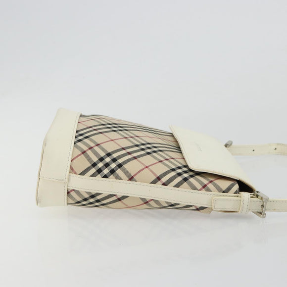 BURBERRY Nova Check Shoulder Bag Canvas Beige Silver Auth BA12846