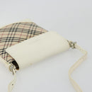 BURBERRY Nova Check Shoulder Bag Canvas Beige Silver Auth BA12846-6