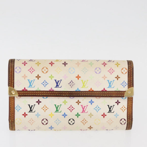 LOUIS VUITTON Monogram Multicolore Geldbörse 2er Set Weiß LV Auth BA12853
