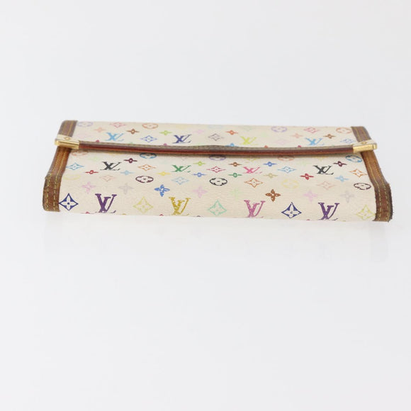 LOUIS VUITTON Monogram Multicolore Geldbörse 2er Set Weiß LV Auth BA12853