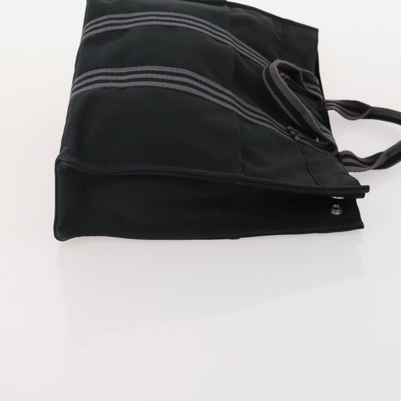 HERMES Fourre Tout MM Hand Bag Canvas 3 Set Navy Black Red Auth BA12857