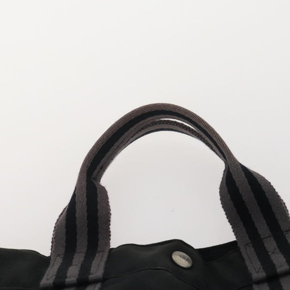 HERMES Fourre Tout MM Hand Bag Canvas 3 Set Navy Black Red Auth BA12857