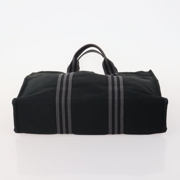 HERMES Fourre Tout MM Hand Bag Canvas 3 Set Navy Black Red Auth BA12857