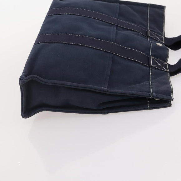 HERMES Fourre Tout MM Hand Bag Canvas 3 Set Navy Black Red Auth BA12857