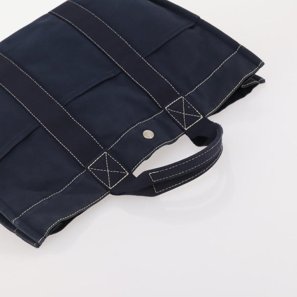 HERMES Fourre Tout MM Hand Bag Canvas 3 Set Navy Black Red Auth BA12857