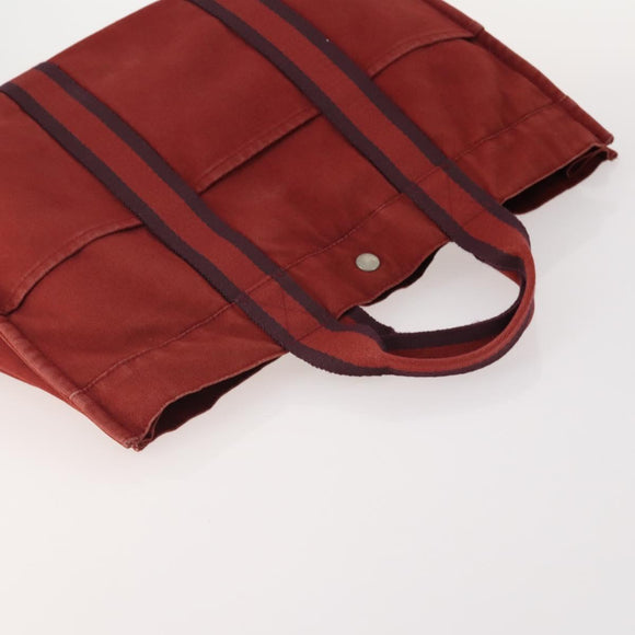 HERMES Fourre Tout MM Hand Bag Canvas 3 Set Navy Black Red Auth BA12857
