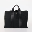 HERMES Fourre Tout MM Hand Bag Canvas 3 Set Navy Black Red Auth BA12857-9