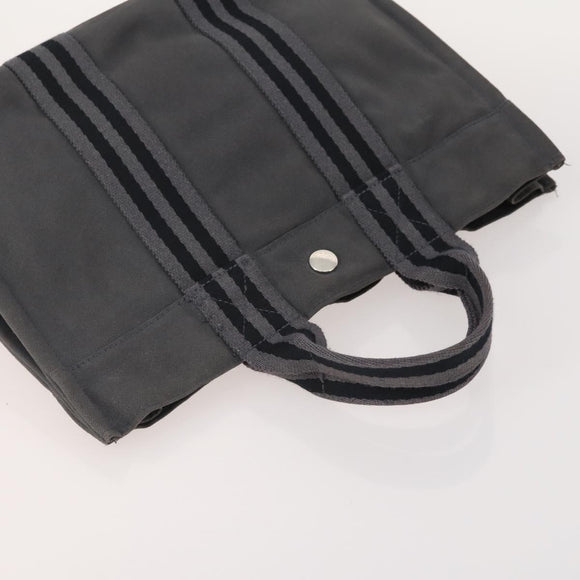 HERMES Fourre Tout PM Hand Bag Canvas 4 Set Gray Red Navy Auth BA12858