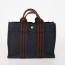 HERMES Fourre Tout PM Hand Bag Canvas 4 Set Gray Red Navy Auth BA12858-14