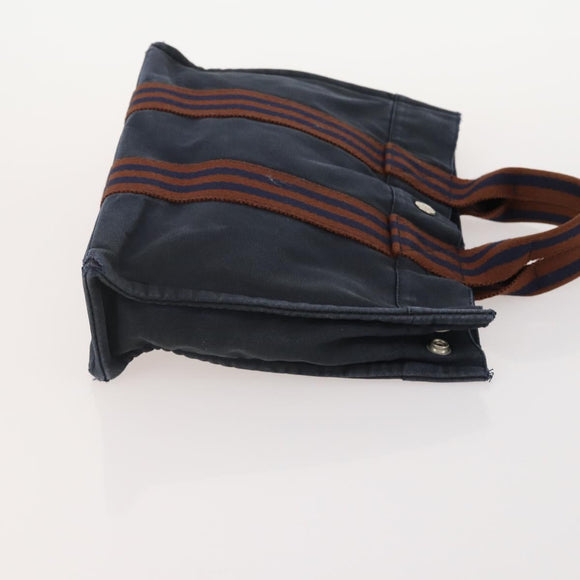 HERMES Fourre Tout PM Hand Bag Canvas 4 Set Gray Red Navy Auth BA12858