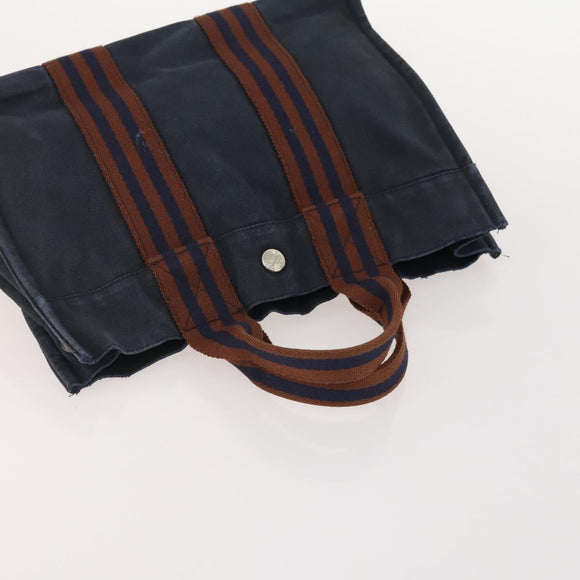 HERMES Fourre Tout PM Hand Bag Canvas 4 Set Gray Red Navy Auth BA12858