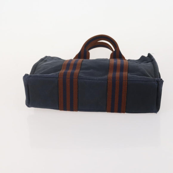 HERMES Fourre Tout PM Hand Bag Canvas 4 Set Gray Red Navy Auth BA12858