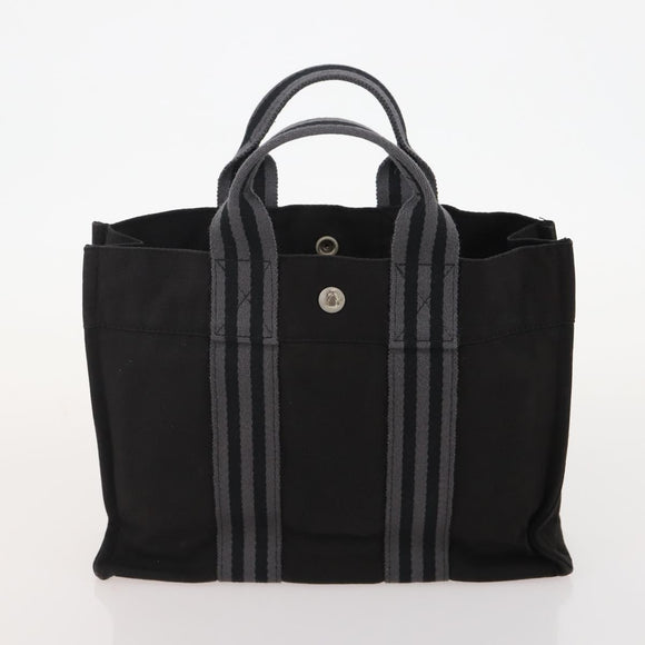 HERMES Fourre Tout PM Hand Bag Canvas 4 Set Gray Red Navy Auth BA12858