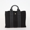 HERMES Fourre Tout PM Hand Bag Canvas 4 Set Gray Red Navy Auth BA12858-21