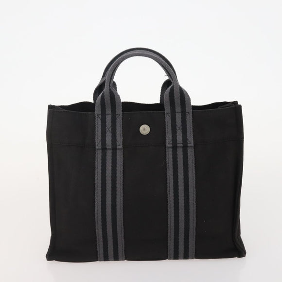 HERMES Fourre Tout PM Hand Bag Canvas 4 Set Gray Red Navy Auth BA12858