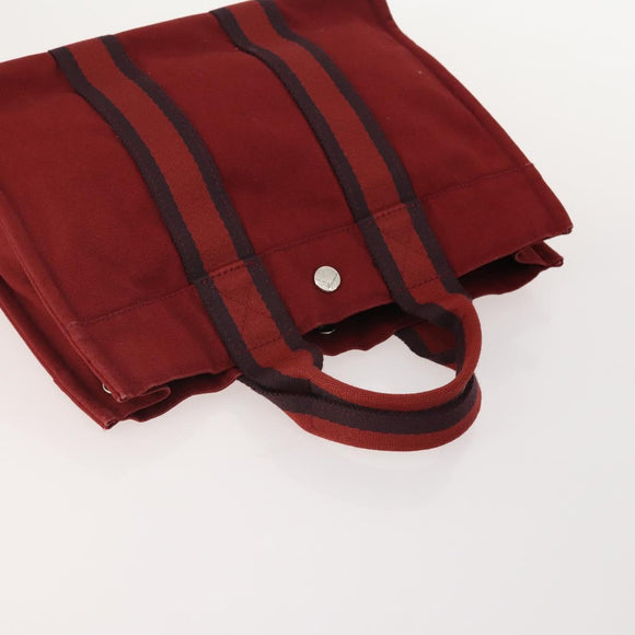 HERMES Fourre Tout PM Hand Bag Canvas 4 Set Gray Red Navy Auth BA12858