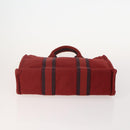 HERMES Fourre Tout PM Hand Bag Canvas 4 Set Gray Red Navy Auth BA12858-6