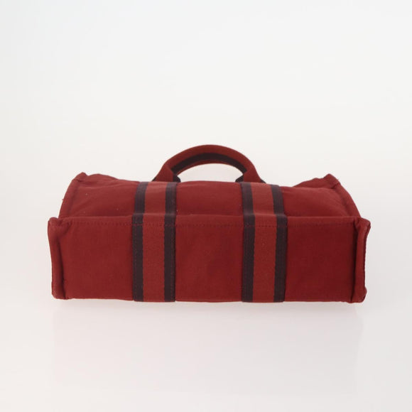 HERMES Fourre Tout PM Hand Bag Canvas 4 Set Gray Red Navy Auth BA12858