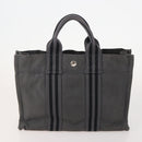 HERMES Fourre Tout PM Hand Bag Canvas 4 Set Gray Red Navy Auth BA12858-8