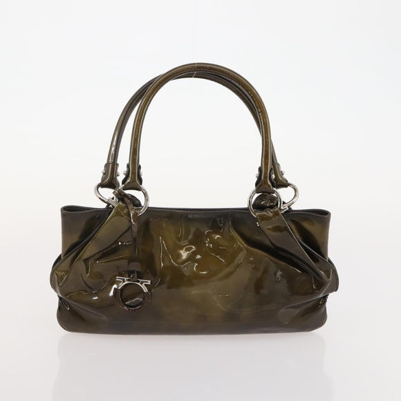 Salvatore Ferragamo Gancini Tas Leer Suède Gecoat Canvas 4 Delige Set Auth BA12864
