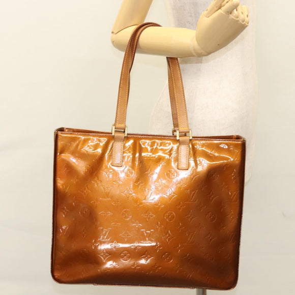 LOUIS VUITTON Monogram Vernis Columbus Tote Bag Bronze M91134 LV Auth BA1287