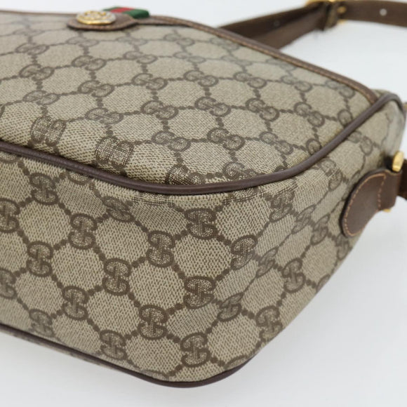 GUCCI GG Supreme Web Sherry Line Bag PVC Beige Gold 89 02 077 Auth BA12879