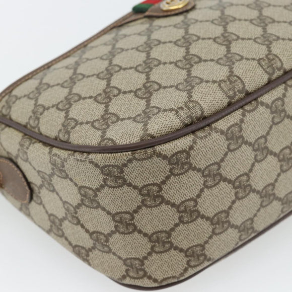 GUCCI GG Supreme Web Sherry Line Bag PVC Beige Gold 89 02 077 Auth BA12879