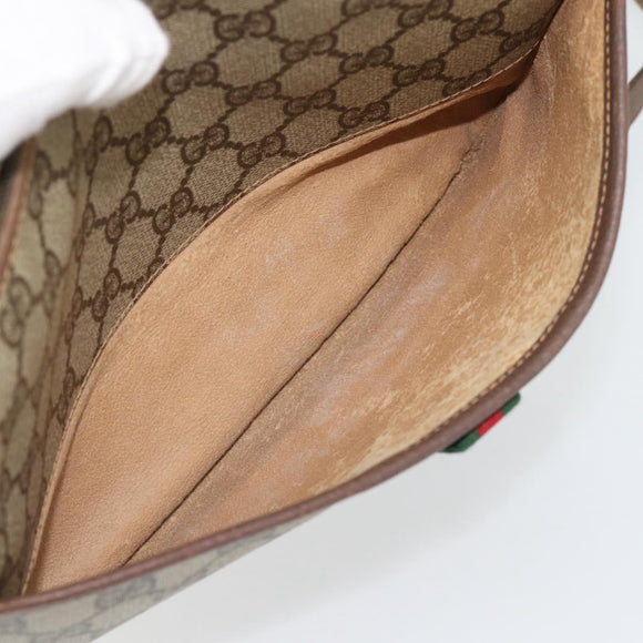 GUCCI GG Supreme Web Sherry Line Bag PVC Beige Gold 89 02 077 Auth BA12879