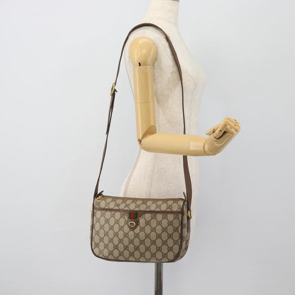 GUCCI GG Supreme Web Sherry Line Bag PVC Beige Gold 89 02 077 Auth BA12879