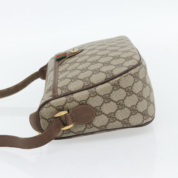 GUCCI GG Supreme Web Sherry Line Bag PVC Beige Gold 89 02 077 Auth BA12879