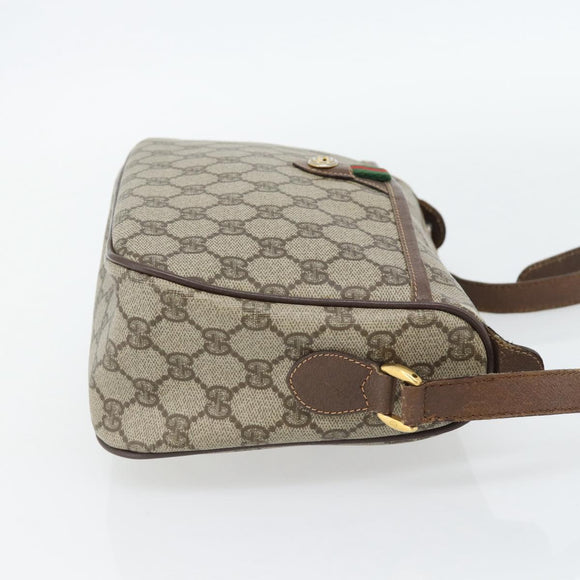GUCCI GG Supreme Web Sherry Line Bag PVC Beige Gold 89 02 077 Auth BA12879
