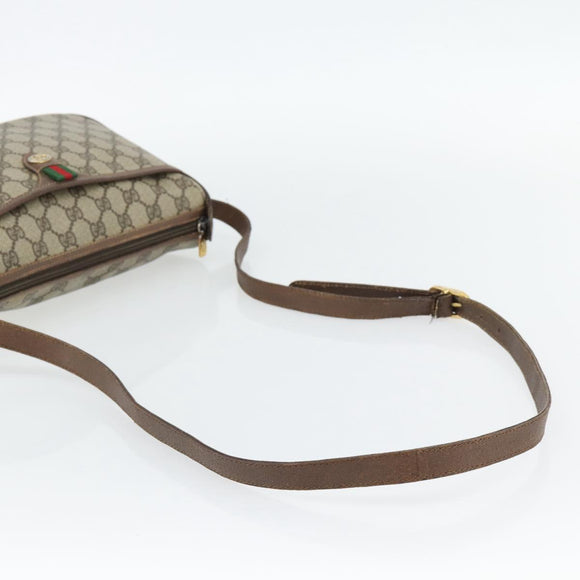 GUCCI GG Supreme Web Sherry Line Bag PVC Beige Gold 89 02 077 Auth BA12879