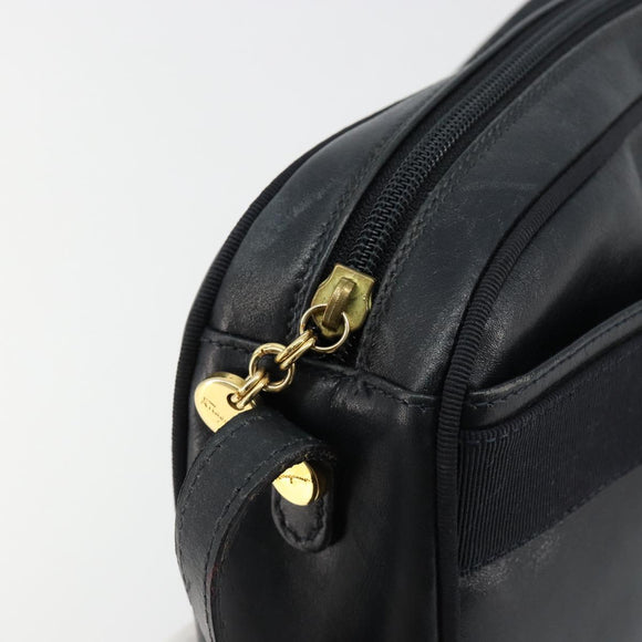 Salvatore Ferragamo Vala Umhängetasche Leder Navy Gold Auth BA12880