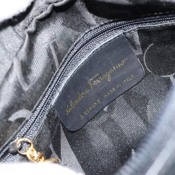Salvatore Ferragamo Vala Umhängetasche Leder Navy Gold Auth BA12880