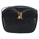 Salvatore Ferragamo Vala Umhängetasche Leder Navy Gold Auth BA12880-13