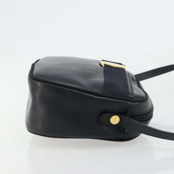 Salvatore Ferragamo Vala Umhängetasche Leder Navy Gold Auth BA12880