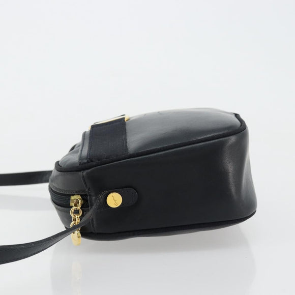 Salvatore Ferragamo Vala Umhängetasche Leder Navy Gold Auth BA12880