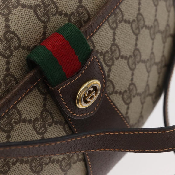 GUCCI GG Supreme Web Sherry Line Bag PVC Beige Gold 89 02 032 Auth BA12881