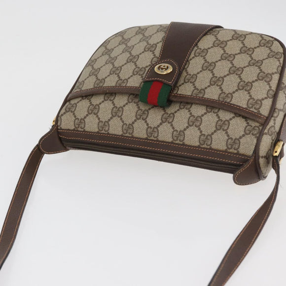 GUCCI GG Supreme Web Sherry Line Bag PVC Beige Gold 89 02 032 Auth BA12881