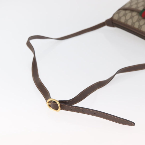 GUCCI GG Supreme Web Sherry Line Bag PVC Beige Gold 89 02 032 Auth BA12881