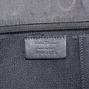 Salvatore Ferragamo Gancini Tote Bag Canvas Black Silver Auth BA12884-12