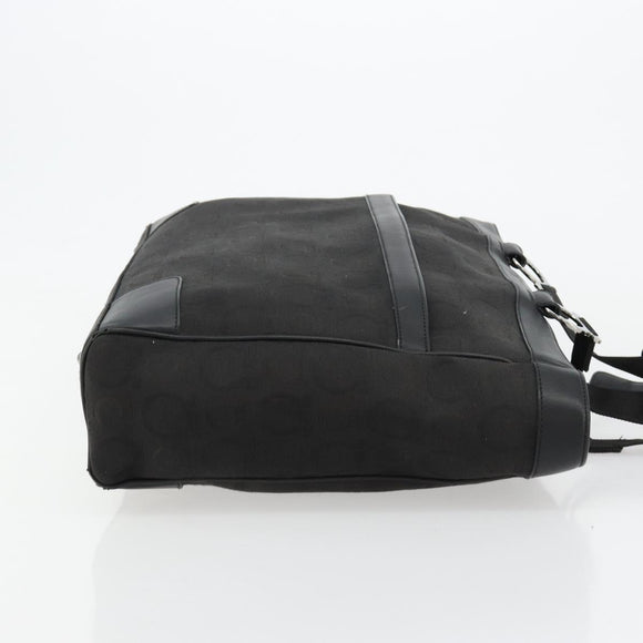 Salvatore Ferragamo Gancini Tote Bag Canvas Black Silver Auth BA12884