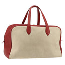 HERMES Victoria 43 Handtasche beschichtete Leinwand Beige Auth BA12885-1