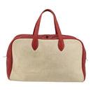 HERMES Victoria 43 Handtasche beschichtete Leinwand Beige Auth BA12885-2