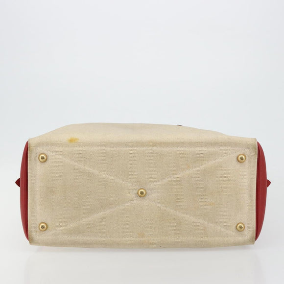 HERMES Victoria 43 Handtasche beschichtete Leinwand Beige Auth BA12885