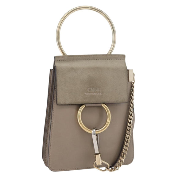 Chloe Fay Shoulder Bag Leather Beige Gold Auth BA12889